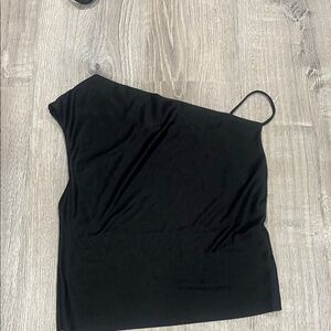 Zara Black Asymmetrical  Silky Tank Top